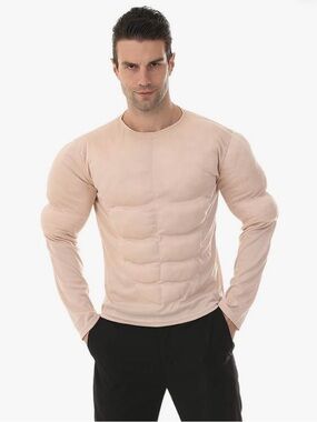Men's Padded Muscle Costume Top - Nude